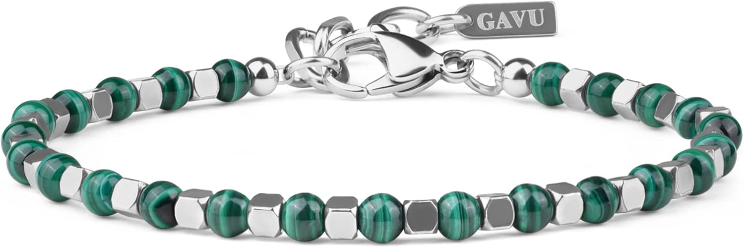 GAVU Italian Men’s Beaded Bracelet, Crystal Bracelet for Men 4mm