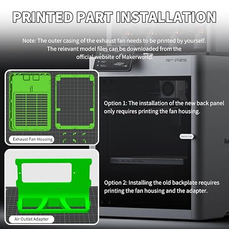 Bambu lab P2S 3Dプリンター用オリジナルバンブーP2S外部排気ファンキット、アクティブエキゾースト機能のアップグレード、VOCと煙の低減AMS付きP2S用