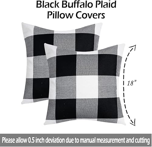 Miniatura 4 de CARRIE HOME Juego de 2 fundas de almohada para exteriores en blanco y negro de 16 x 16 pulgadas, fundas de almohada decorativas de lino bohemio,