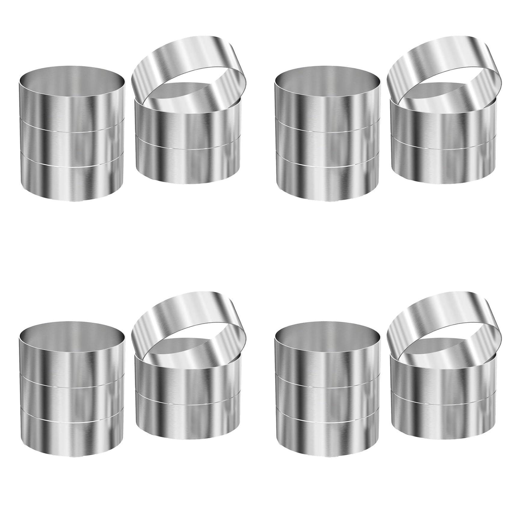 Hndhbfgrt 24 Pcs Hamburger Bun Rings,Burger Mold,4 Inch Large Ring Molds for Cooking, for Fried Eggs,Crumpets