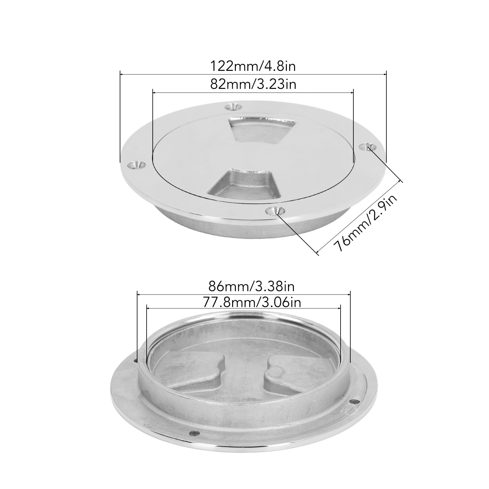 316 Stainless Steel Boat Deck Round Plate, Durable Inspection Cover,