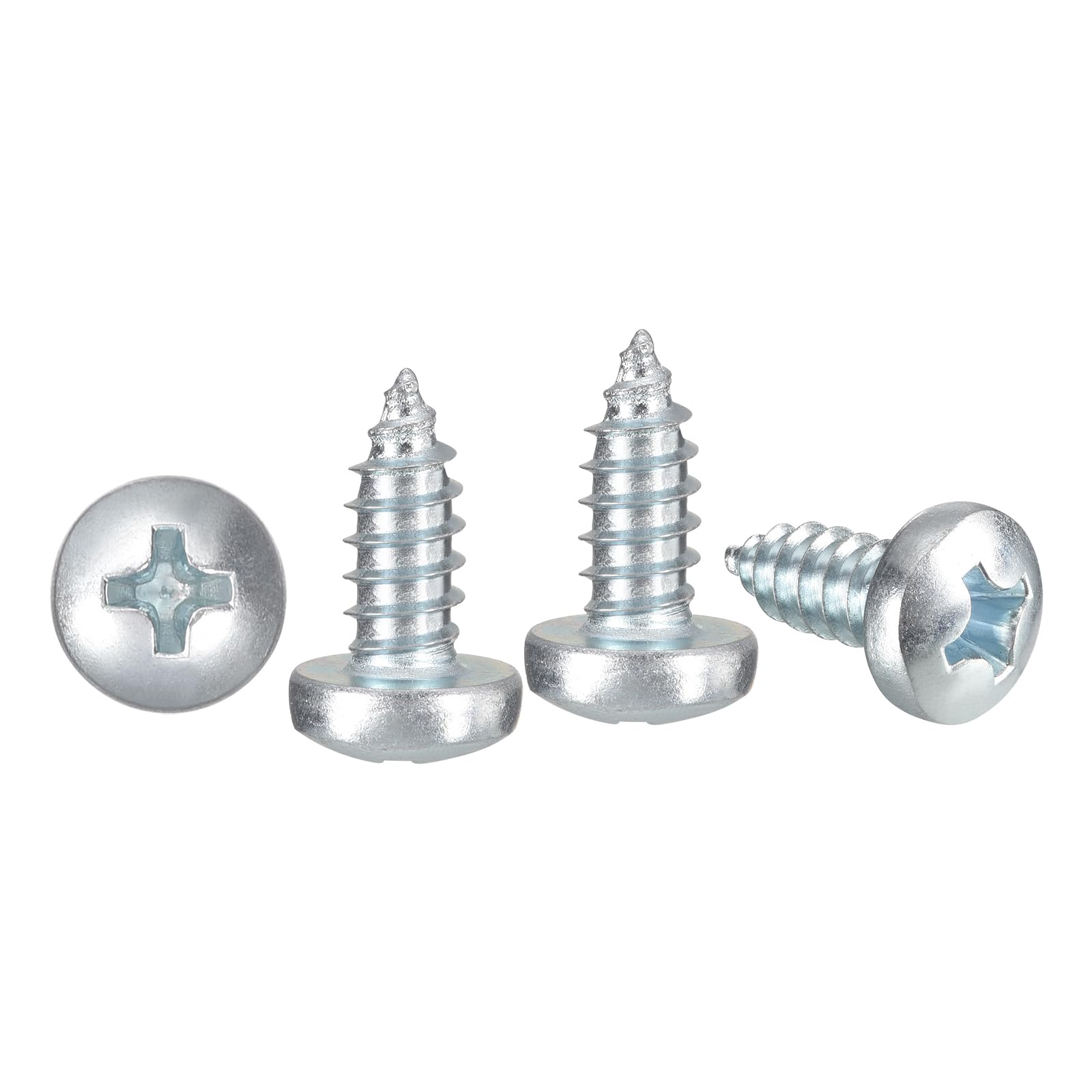 METALLIXITY Phillips Pan Head Self Tapping Screws(#14x5/8") 100Pcs, Carbon Steel Self Drilling Screw for Metal Wood Plastic, for Cabinet Wall Shutter Plate Rock Furniture, Silver โ image 1