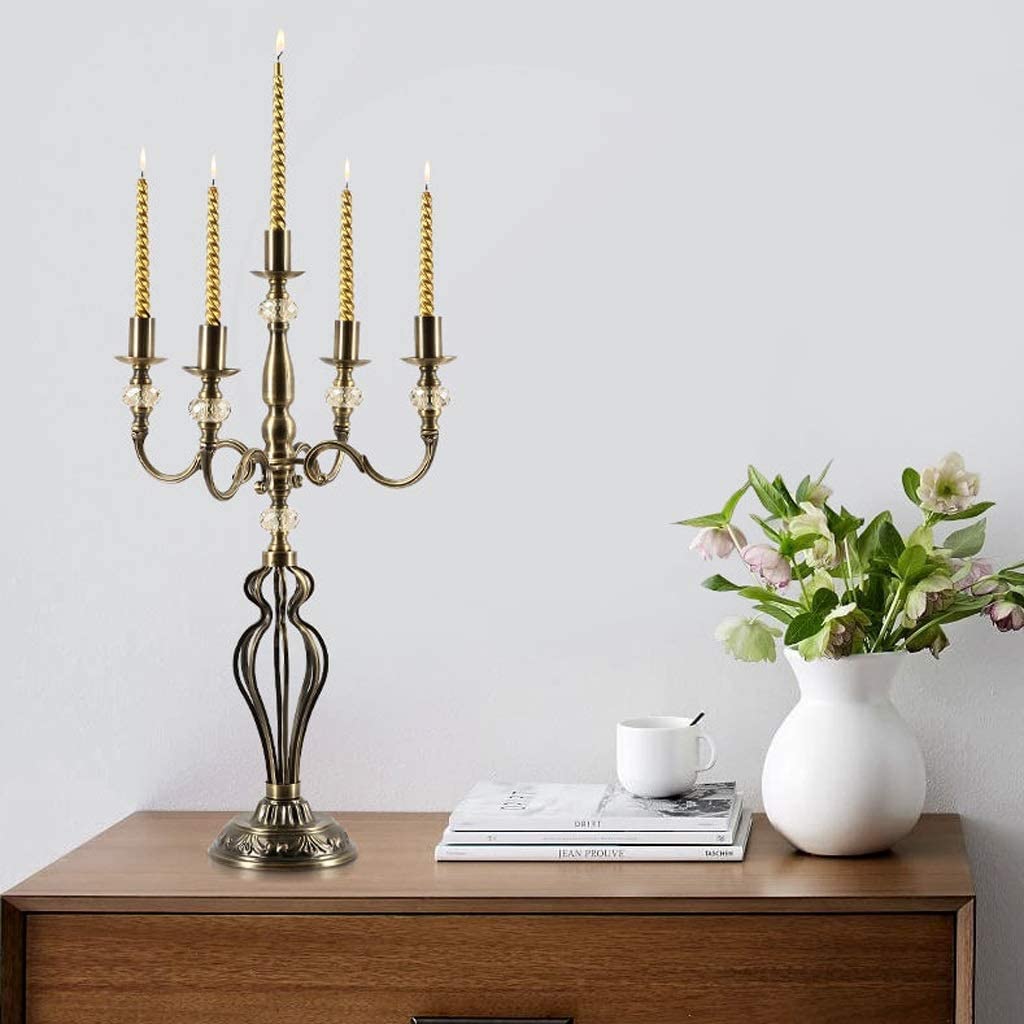 Candelieri Portacandele in Metallo, portacandele a 5 Bracci, Decorazione centrotavola, candelabro Romantico per la casa Regalo
