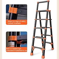 Vista 4 de GUENZO Multipurpose Telescoping Ladder Multi-Purpose Telescopic Ladder Space-Saving Storage Extendable Extension Climb Ladders Aluminium for Roof