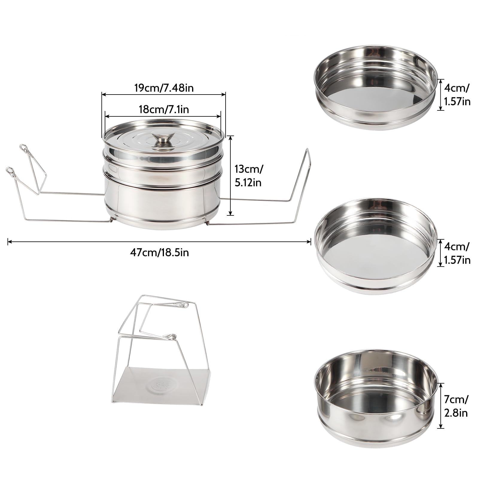 Stackable Stainless Steel Insert Pans, 6Qt Instant Pots Accessories 3 Tier Steamer Cooker Pot Set Cook Food Pressure Pot Accessories