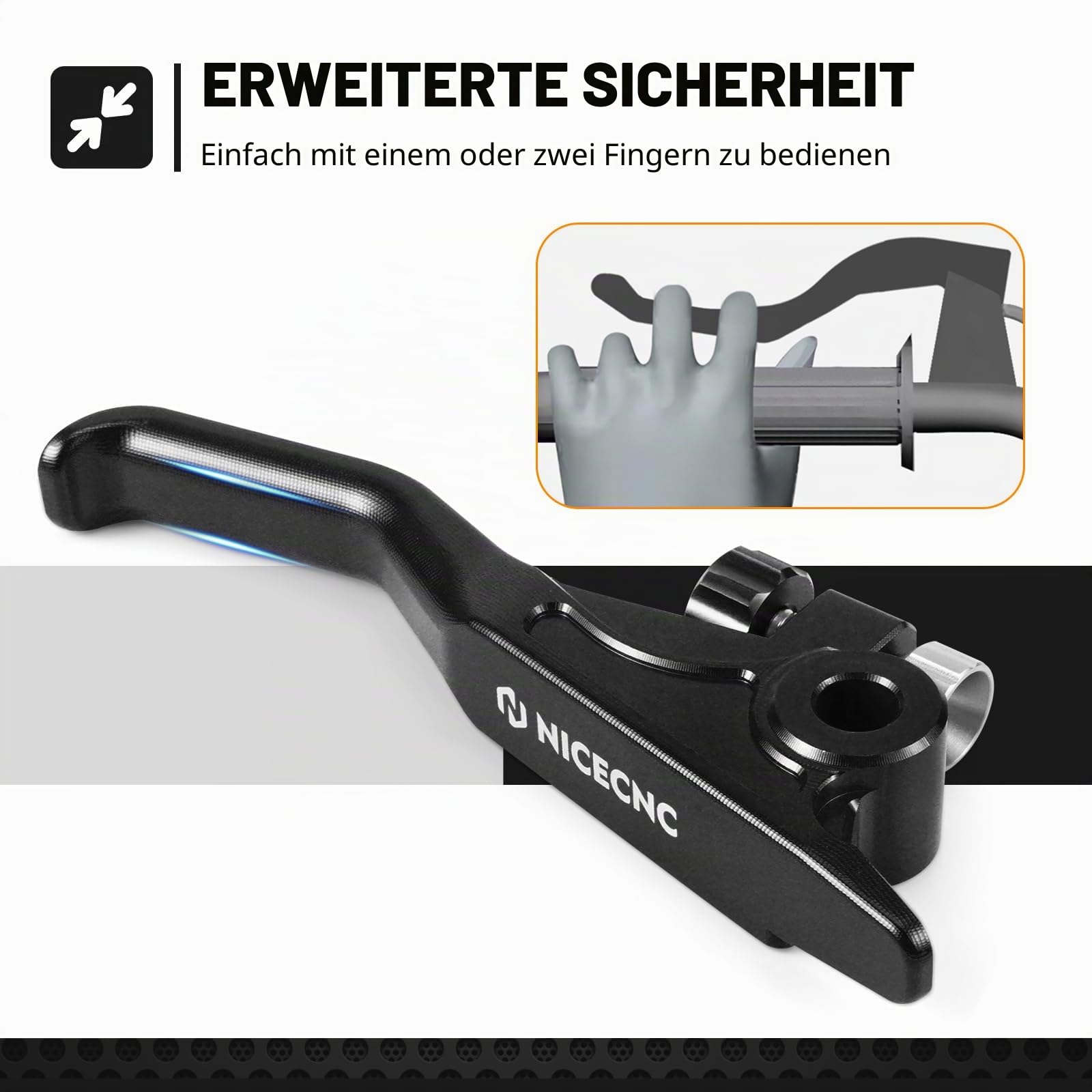 NICECNC Schwarzer Shorty-Bremshebel, Compatible with 125–450 XC/SX/XCF/SXF 2014–2025, Compatible with 125–501 TE/TC/FE/FC 2014–2015, Billet-Aluminium, Siehe Passform
