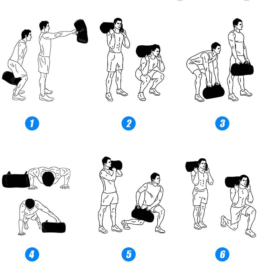 RELAX4LIFE Sandbag 4,5-27 kg, Gewichtssack mit 6 Gummigriffe, Trainingssandsack inkl. Oxford-Tasche, Sandsack einstellbar, Force Bag Functional für Krafttraining Fitness Gewichtheben