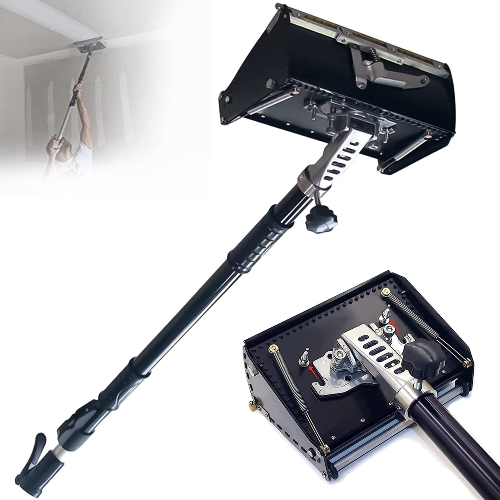 Kit D'outils De Finition Pour Cloison Sèche, Boîte Plate De 25 Cm, Truelle, Rouleau D'angle, Avec Poignée Réglable De 100 à 150 Cm