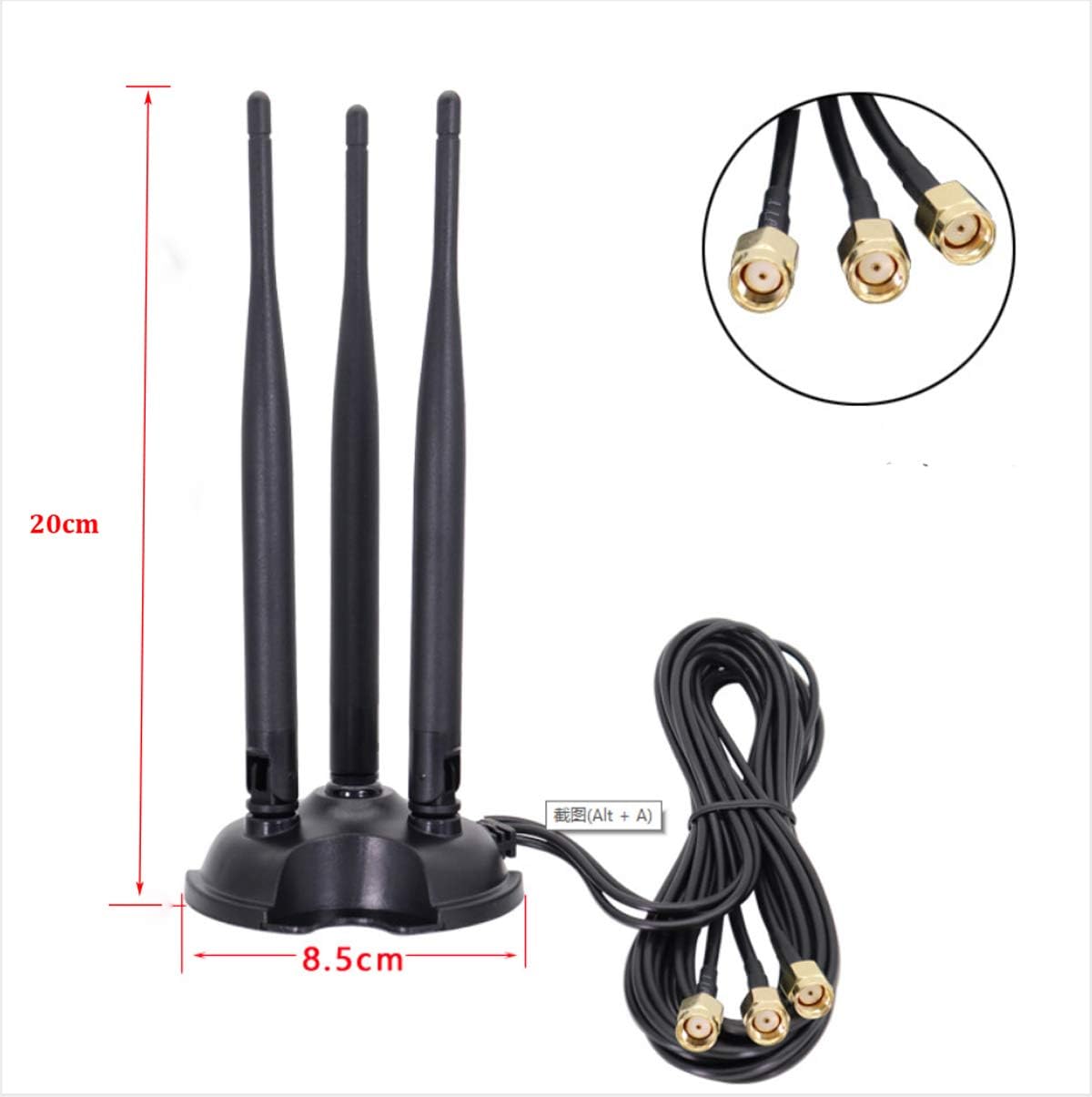 Vecys 4G LTE Aerial External Wifi Antenna 2.4G /5.8G Dual Band Frequency 6dBi MIMO Omnidirectional Signal Magnetic Base RP-SMA Male Adapter 2M for Router Antenna Wireless WLAN - Image 3