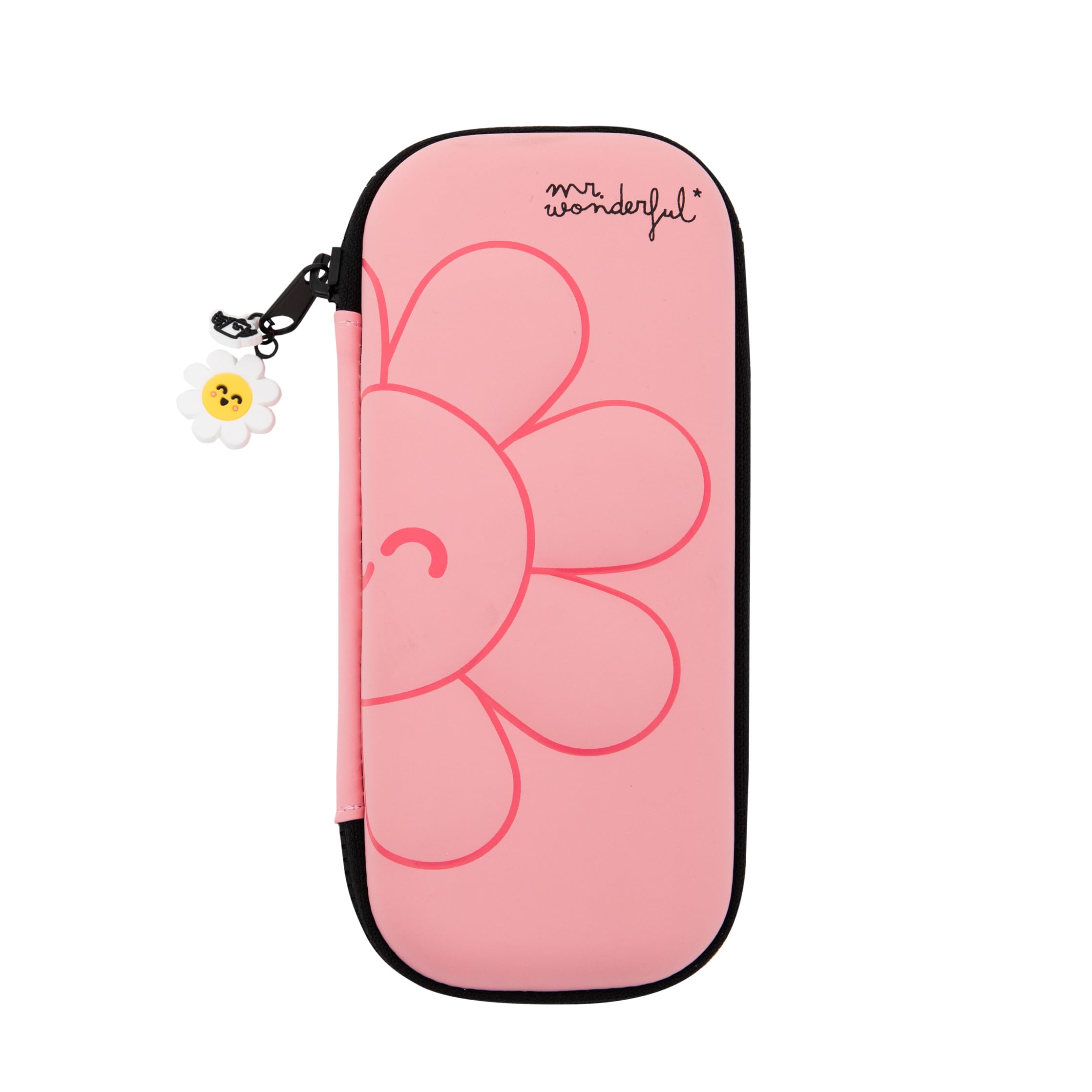 Mr. Wonderful - Wonder Daisy Embossed Pencil case - Pink - School Pencil case with 3D Design - Made of rPET, Pink, School Pencil Case