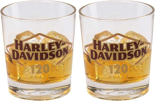 Harley-Davidson Juego de vidrio doble antiguo 120 aniversario, edición limitada