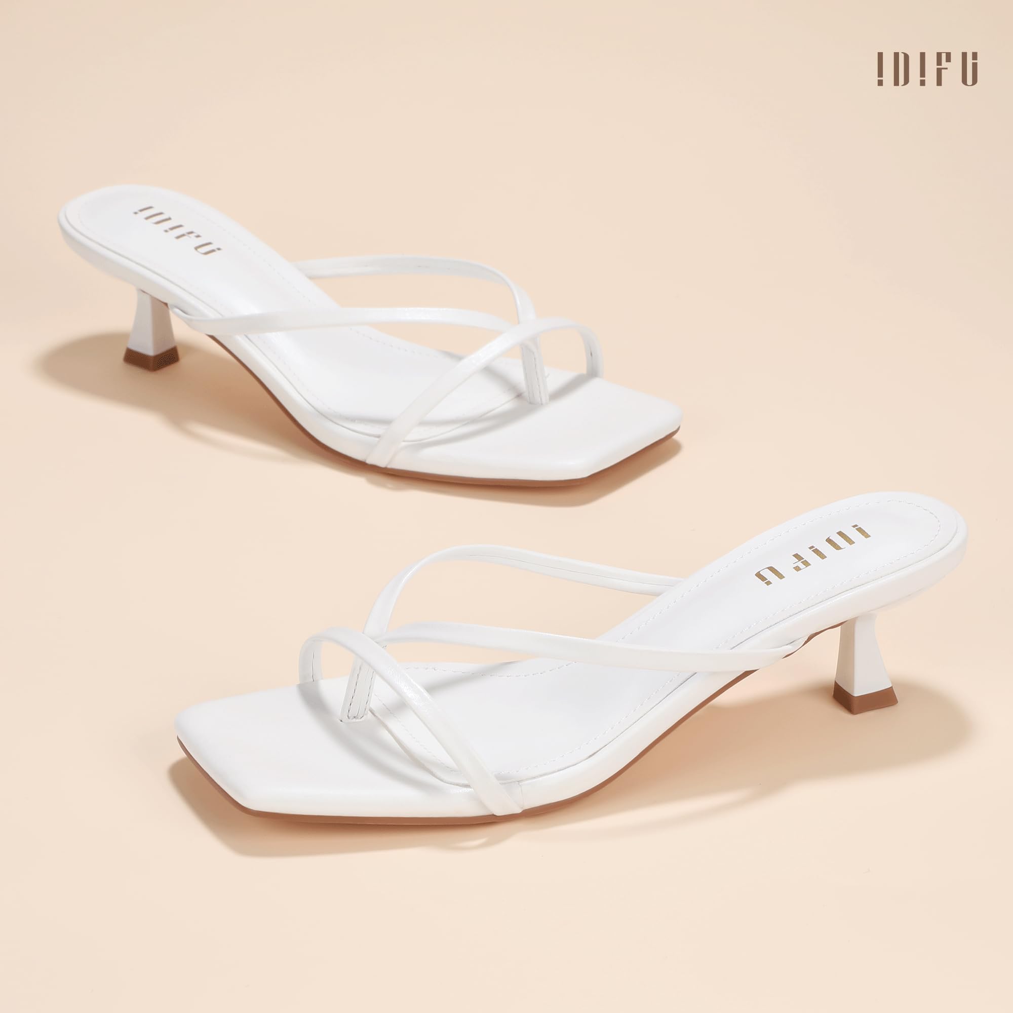 IDIFU IN1 Kitten Heels for Women Flip Flop Strappy Square Open Toe Low Heeled Sandals Wedding Bride Prom Graduation Party Slide Dress Shoes Comfortable Cute Trendy Casual Thong Slip On Heels — view 6