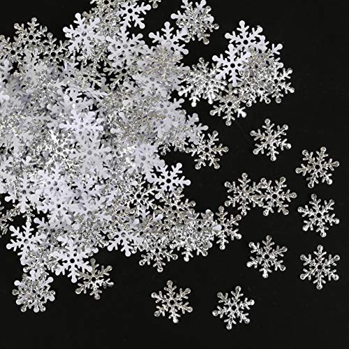GWHOLE 600 Unidades Confeti Copo de Nieve Plata Decoración Materiales para Navidad Boda Fiestas Adornos Globo Festivo