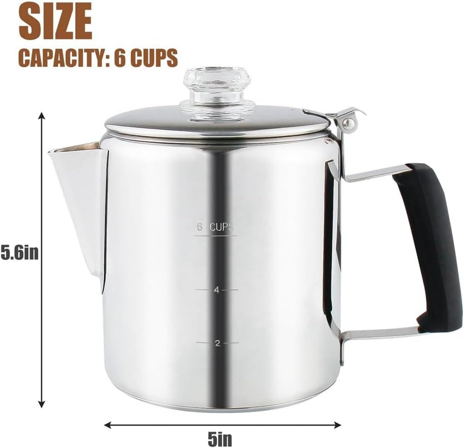 Cafetera Multiusos 6 Tazas con Asa Termorresistente y Nudo Silicona