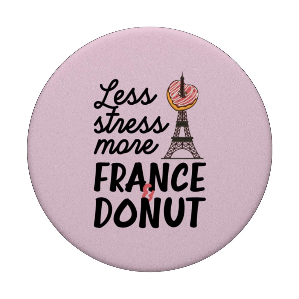 Less stress more Franc Donut PopSockets Swappable PopGrip, Black - Image 3
