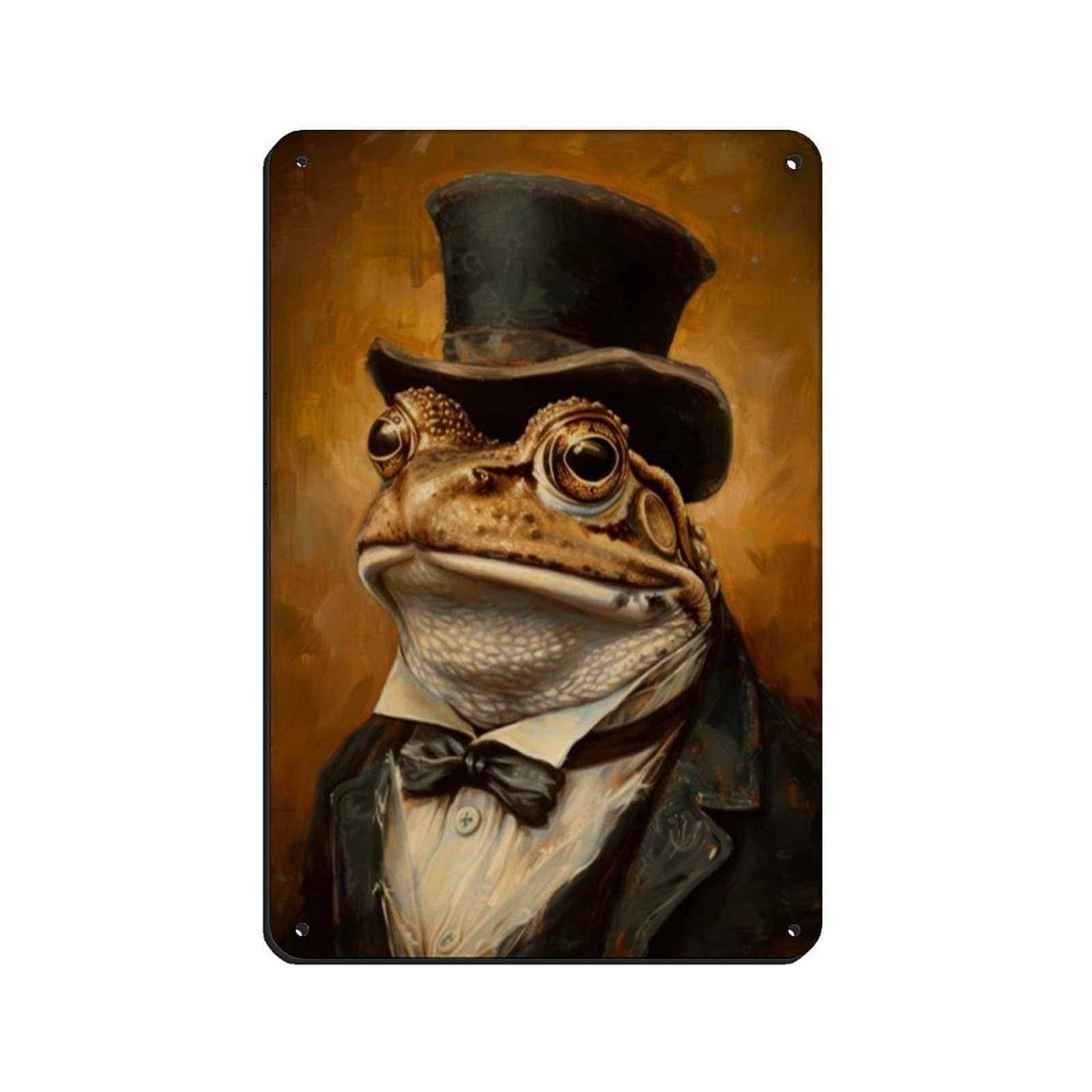 Lxwnze 20L X 30W Cm Vintage Frog Portrait, Art Poster Tin Sign Vintage Metal Pub Club Cafe Bar Home Wall Art Decoration Poster Retro 8X12inch(20X30cm)