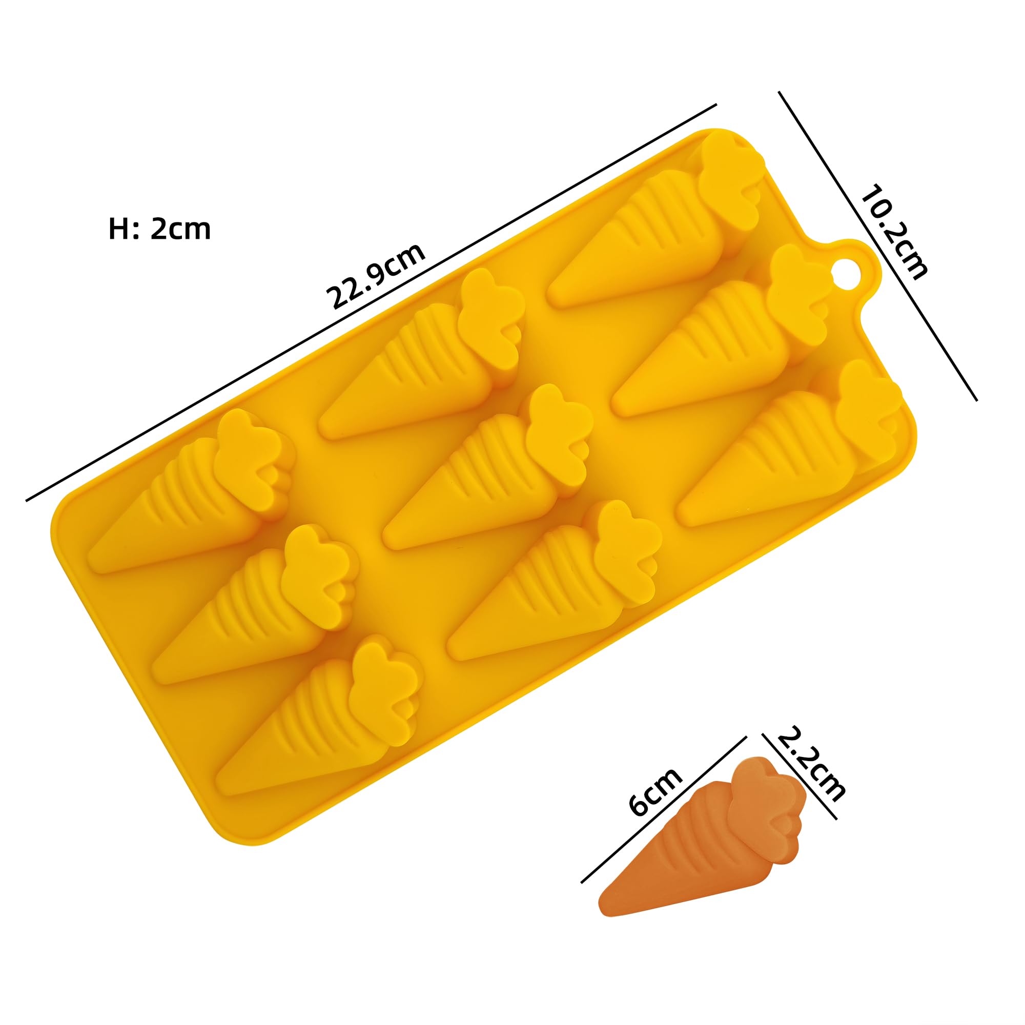 BFJ Carrot Chocolate Moulds 2pcs Easter Silicone Candy Moulds Carrot Shape for Ice Cube Resin Cupcake Decoration - Image 2