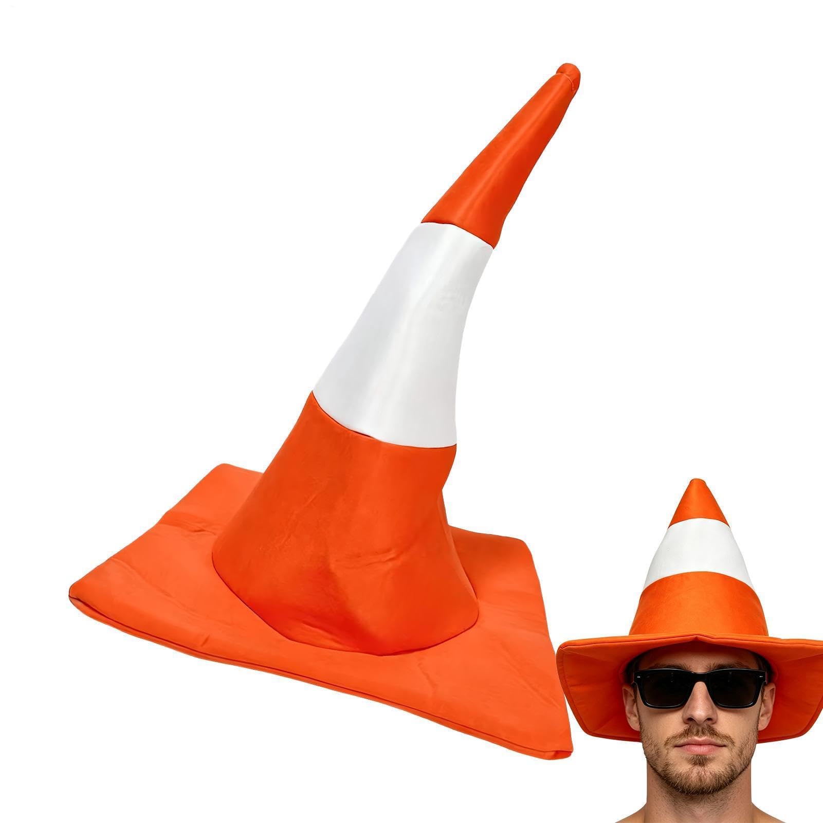Divertente cappello arancione a forma di cono del traffico, cappello unisex in morbido feltro per feste di Halloween e riunioni