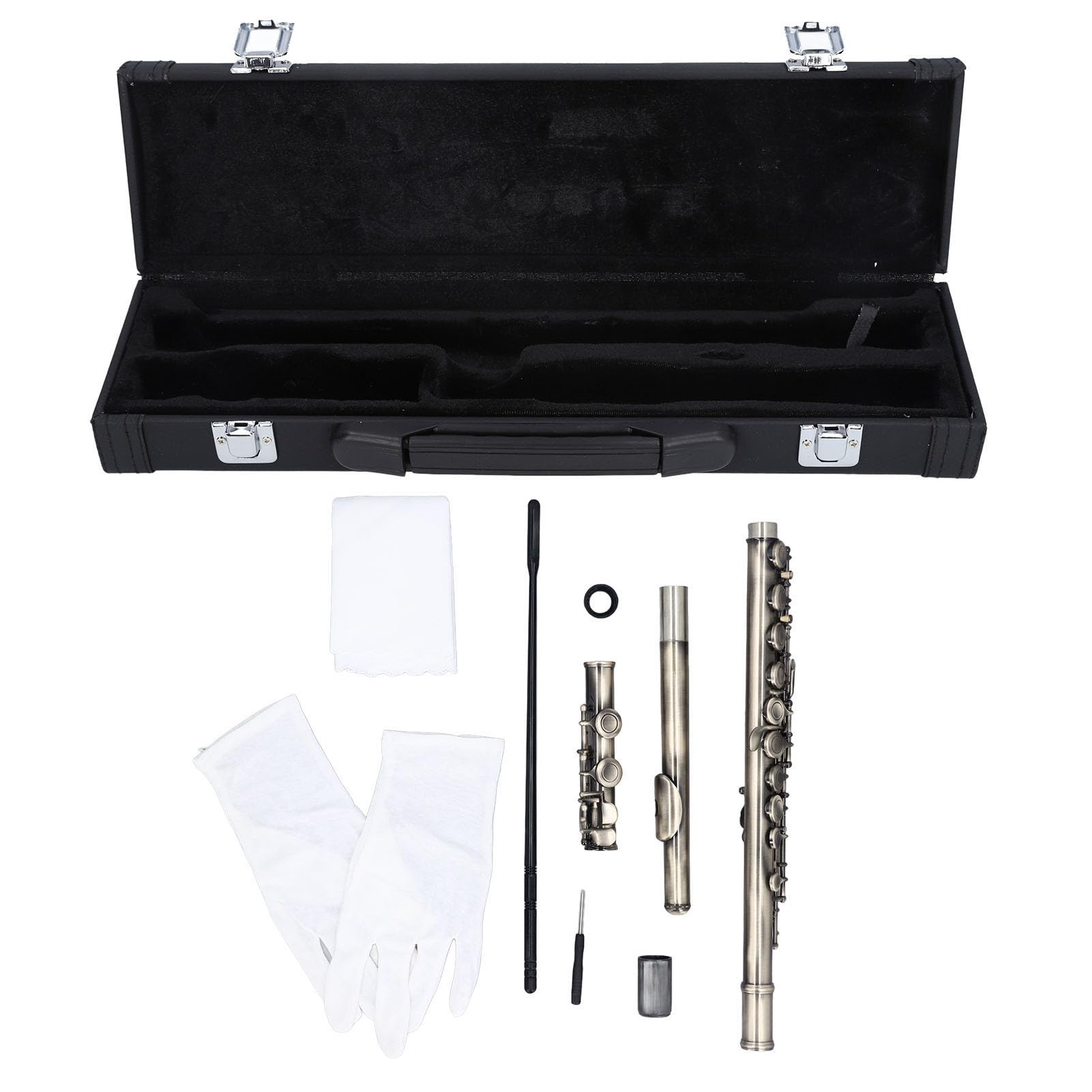 Eujgoov Flauta C de 16 Teclas, Material de Cuproníquel, Ideal para Estudiantes y Principiantes, Excelente Rendimiento para Práctica y Grabación Musical (Azul verdoso antiguo)