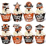 96 Pieces 2023 Graduation Cupcake Toppers Wrappers Congrats grad Baking Cups Picks Set Adjustable Gr