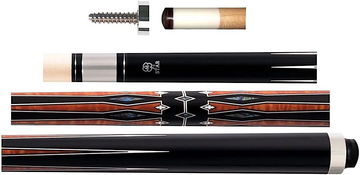 Star McDermott S82 Maple, Black Paint, Colored Overlay Pool/Billiard Cue Stick