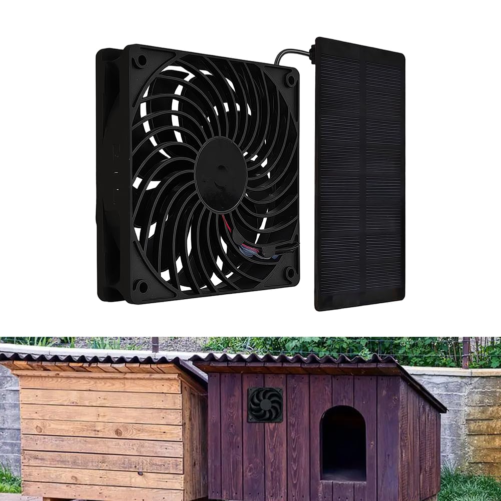 Solarpanel-Ventilator mit polykristallinem Panel, kompakter Luftzirkulator für Gewächshaus, Schuppen, Terrasse oder Camping, effiziente Temperaturkontrolle, geringes Gewicht für Design für enge Räume