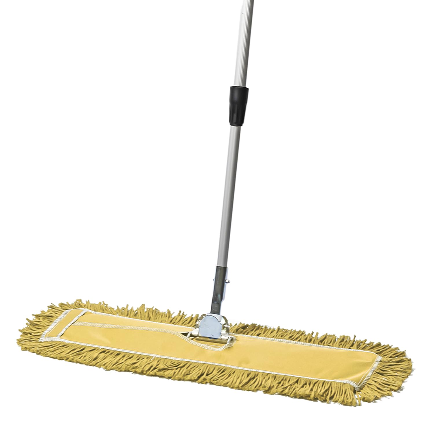 Trapeador comercial amarillo de 24 pulgadas y barredora de suelos con mango extensible, mopa para limpieza de suelos de madera dura, azulejos y hormigón