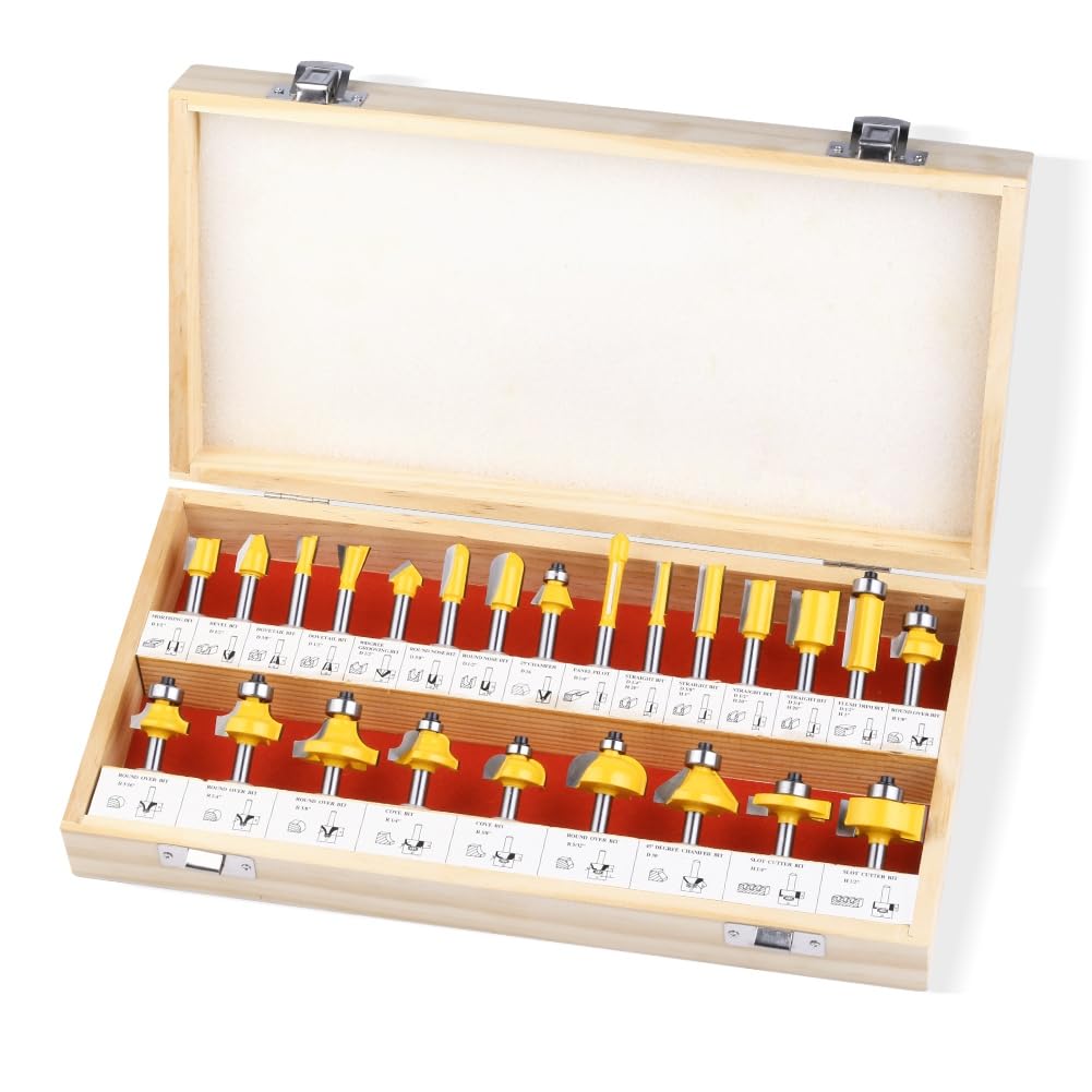 Testa di Fresatura per Incisione con Angoli Arrotondati, Macchina per Incisione, Cutter, Set di 24 Pezzi, Set di Punte per Router per Lavorazione del Legno, Kit con Punta In Carburo.