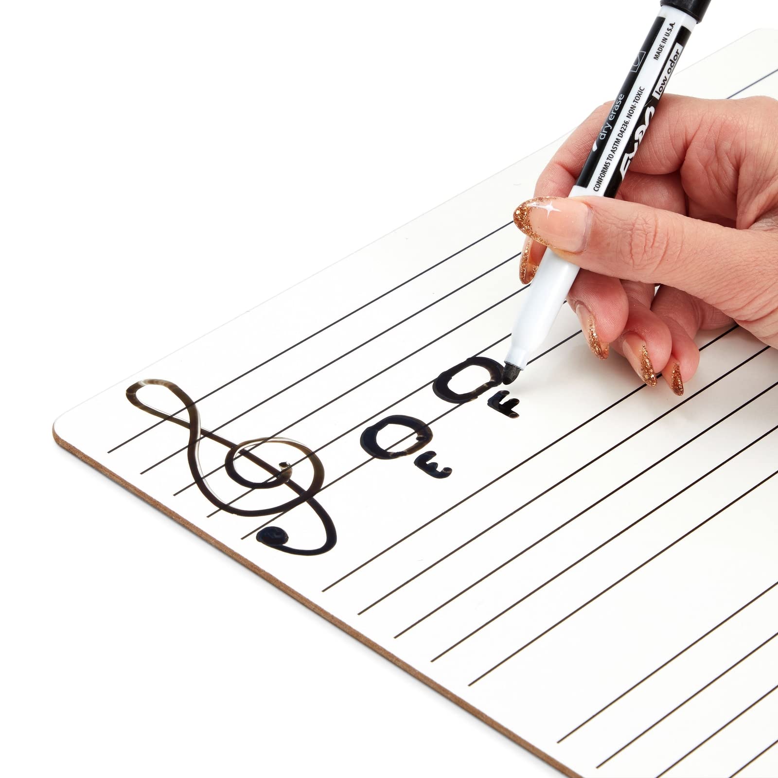 Bright Creations Lot de 12 tableaux effaçables à sec pour personnel de musique de classe – 22,9 x 30,5 cm – Tableau blanc graphique double face – Aide à l'enseignement de la musique avec gommes