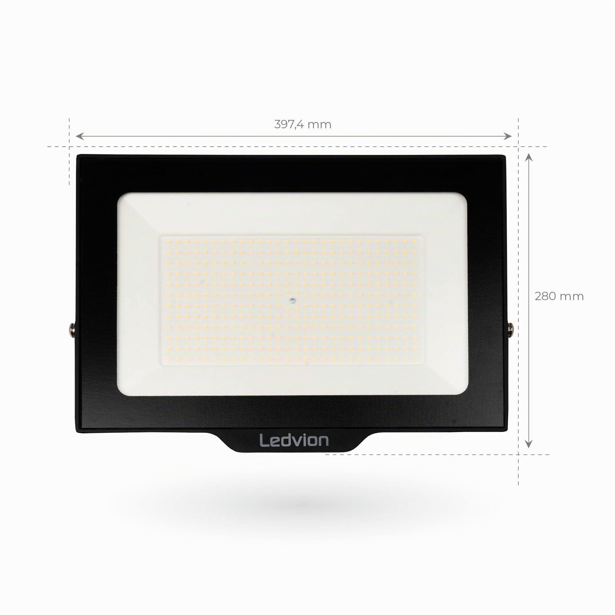 Ledvion LED Strahler, Inkl. 0,5M Kabel, 200 Watt Osram LED Strahler, 6000K Weitstrahl, 24000 Lumen Arbeitslicht, Außen Strahler IP65 wasserdicht, Weitstrahl mit Schnellkupplung