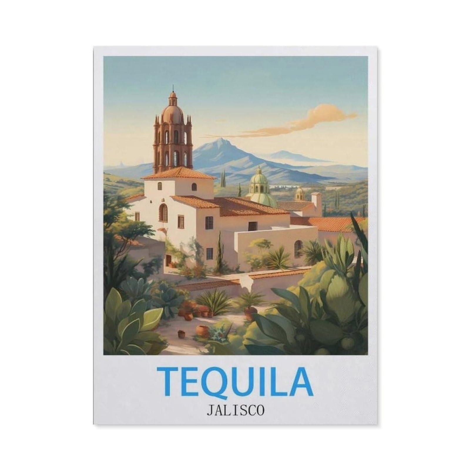 Beayodkp （50 X 60 Cm/19.68 X 23.62 Inches） Diy 5D Diamond Painting，Tequila Jalisco Vintage Travel Poster，Round Diamond, Used For Room Decoration-Cd27