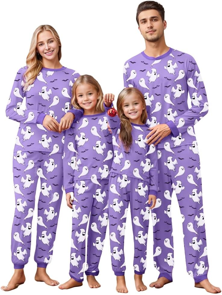 IFFEI Family Matching Halloween Pajamas Sets with Pockets for Photos