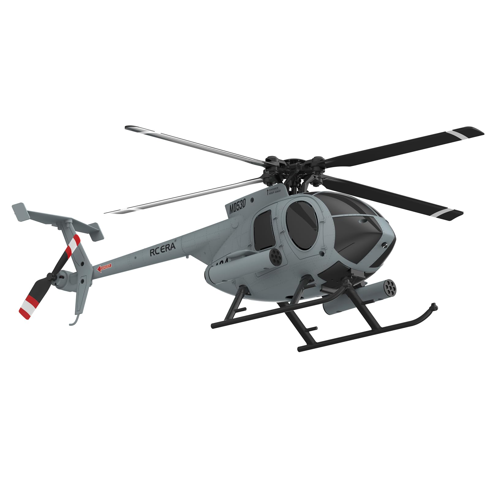 RC-ERA C184 MD500 RC Hubschrauber, 4-Kanal-Einpropeller, 6-Achsen-Gyrostabilisierter Ferngesteuerter Helikopter Mit Optischem Fluss Und Verbessertem Für Erwachsene – Grau / 2 Akku