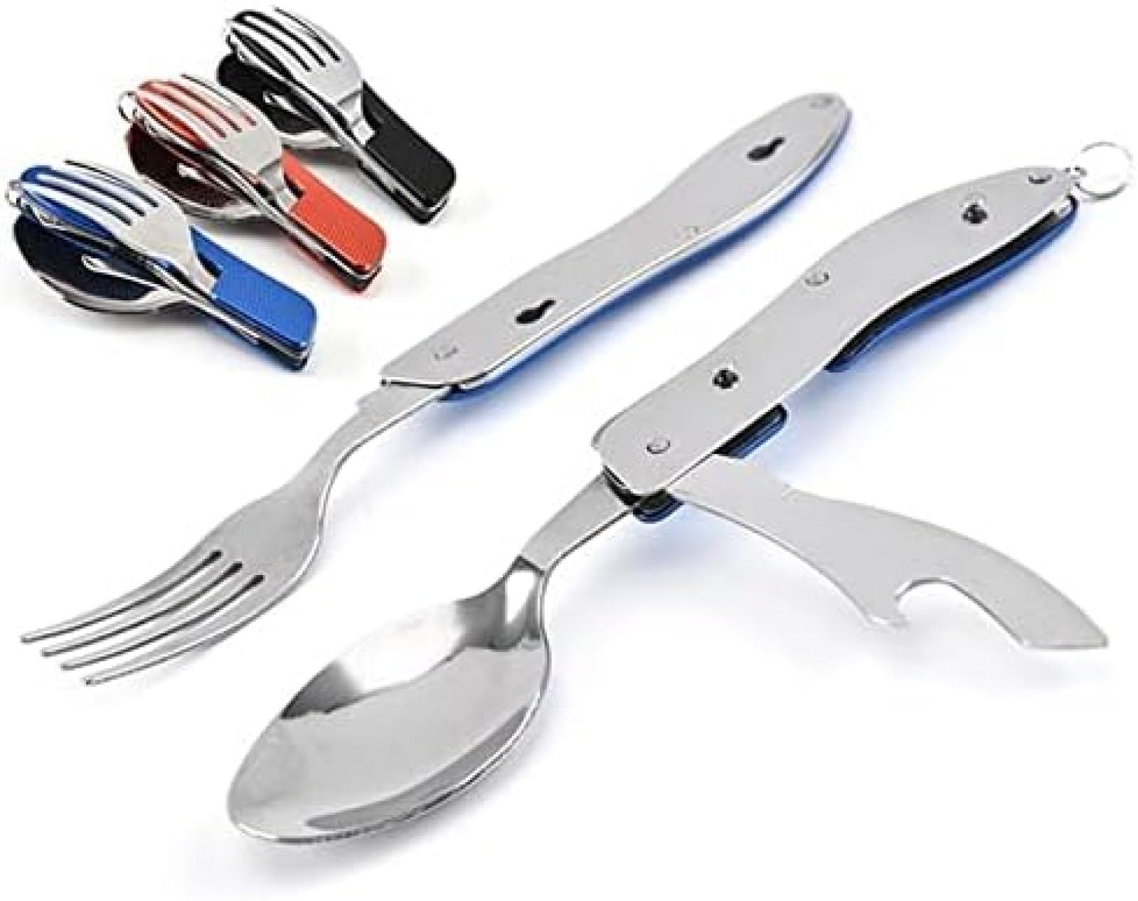 Cucharas pequeñas, multifuncional, portátil, plegable, cuchillo, tenedor, cuchara, Camping, deportes al aire libre, Picnic, mesa de viaje de acero inoxidable, gran oferta