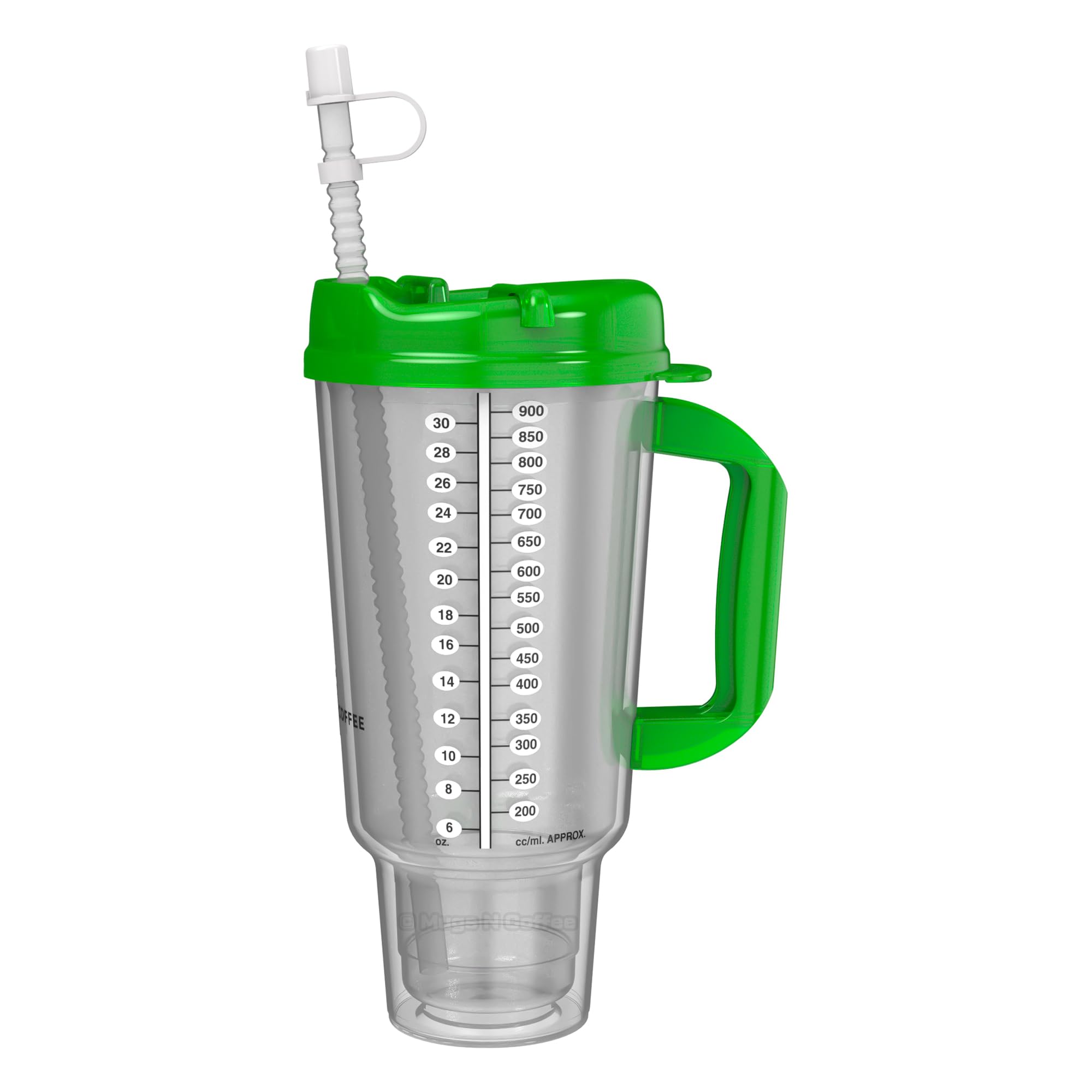 Mugs N Coffee 32 oz Travel Mug – Green Apple Hospital Mug for Cold Drinks – Double Wall Insulated, BPA-Free, Leak-Resistant – Includes Straw – Made in