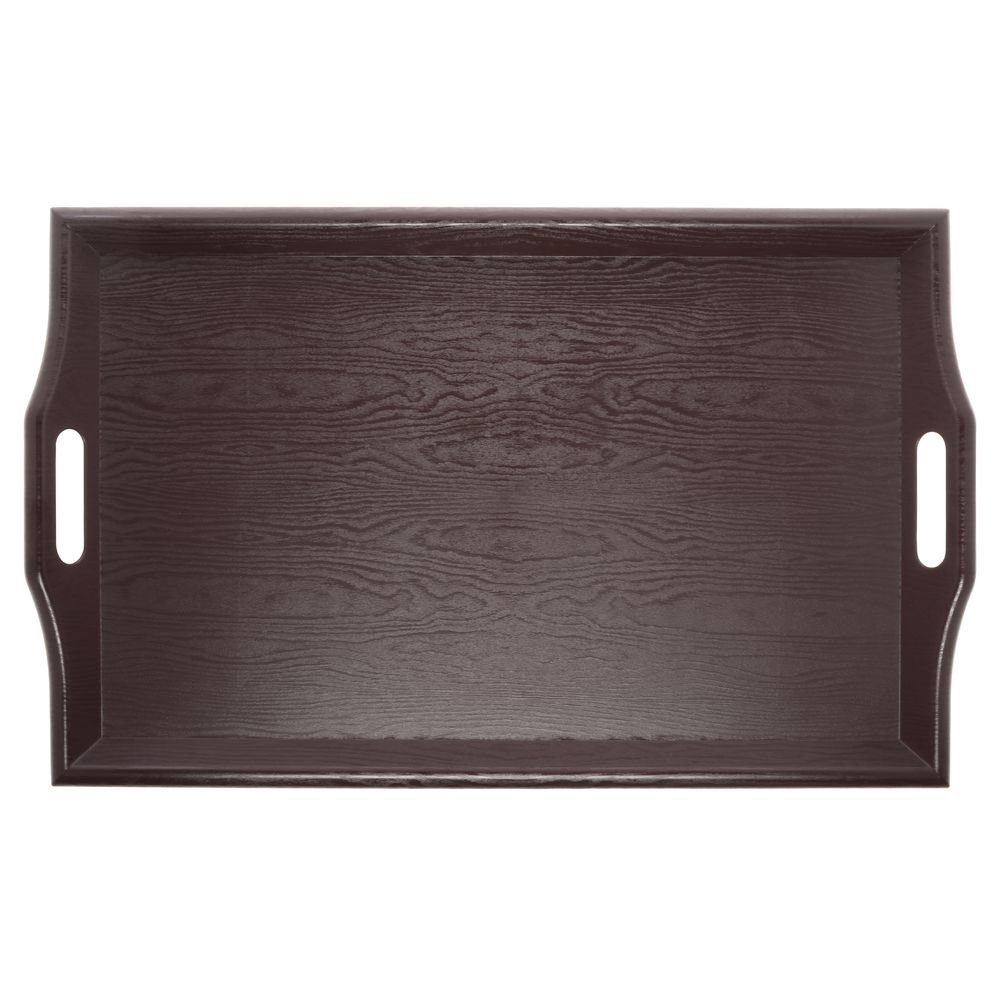 G.E.T. Mahogany SAN Plastic Faux Wood Serving Tray with Handles - 25" L x 16" W by G E T ENTERPRISES LLC – Plastic, Mahogany, Model RST-2517-M