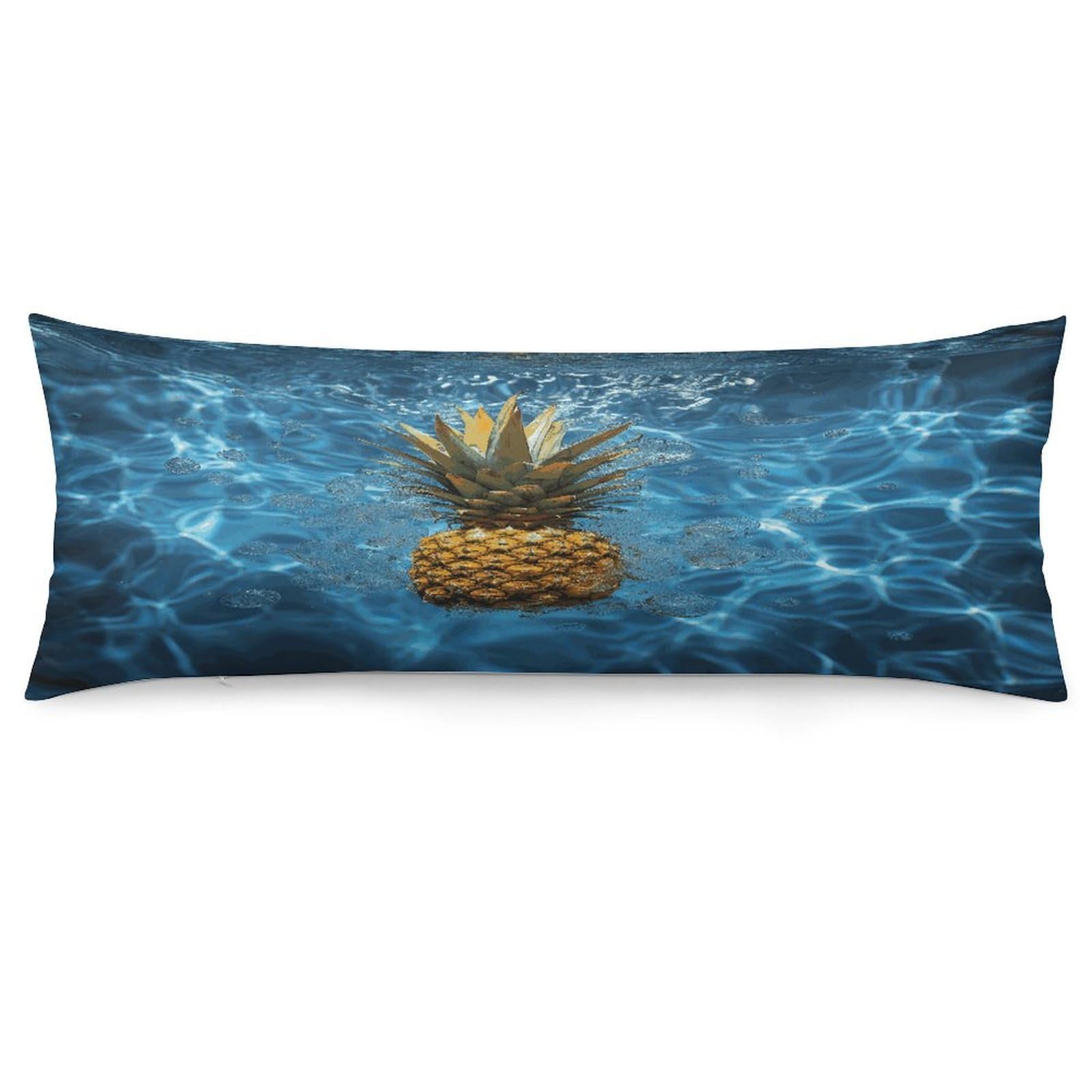 Pineapple in The Pool Throw Pillow Cover Soft Lumbar Pillow Covers with Zipper Breathable Rectangular Cushion Case Polyester Pillow Case Decorative Body Pillow Cover for Couch Bed