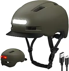 Shinmax Capacete de Bicicleta, Capacete de Ciclismo Adulto com Luz Frontal E Traseira de Led Recarregável Por Usb, Capacetes de Bicicleta para Homens E Mulheres, Viseira Removível, Capacete de E-Bike