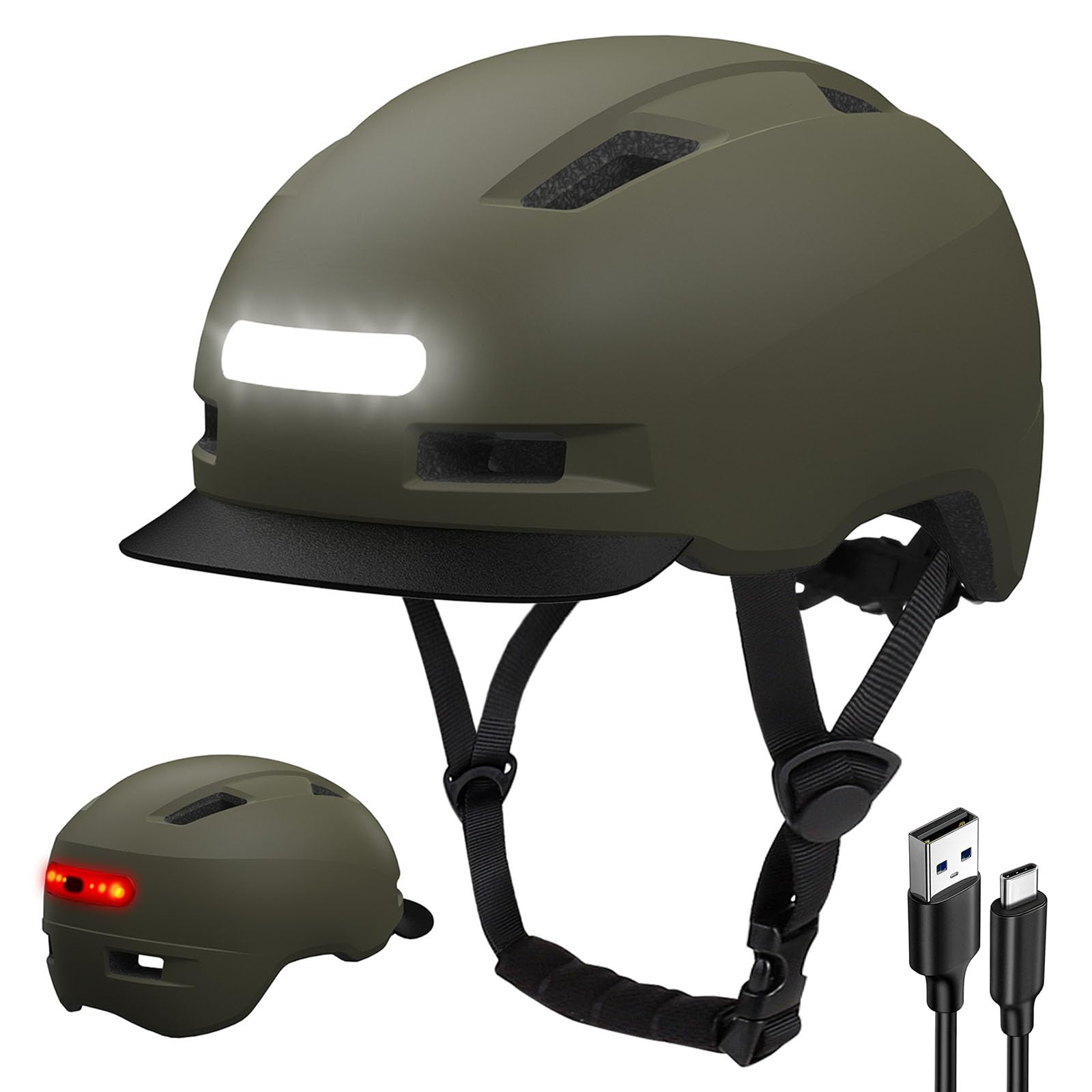 KINGLEAD Fahrradhelm, 5 Lichtmodi USB-aufladbar fahrradhelm mit licht vorne  und hinten fr Damen und Herren Leichter Fahrradhelm Erwachsene fr  Scooter e-Bike &rennrad : Amazon.de: Sport & Freizeit