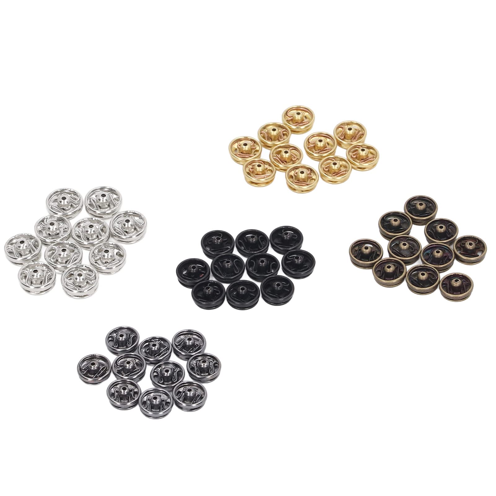SIXRUN Mini Bottoni Automatici da 5 Mm, 100 Pezzi di Fissaggio in Metallo per Cucire Vestiti per Bambole