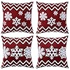 HWY 50 Red Throw Pillow Covers 20×20 Inch for Couch Sofa Bed Living Room Bedroom Soft Christmas Bohemia Snowflakes Print Decorative Throw Pillows Cases Set Cushion Cover Pack of 4