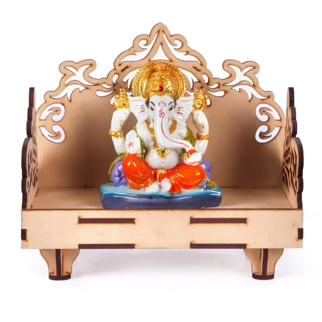 MS ENTERPRISE Art and Craft Wooden Temple Beautiful Plywood Mandir Pooja Room Home Decor Office (Antique)