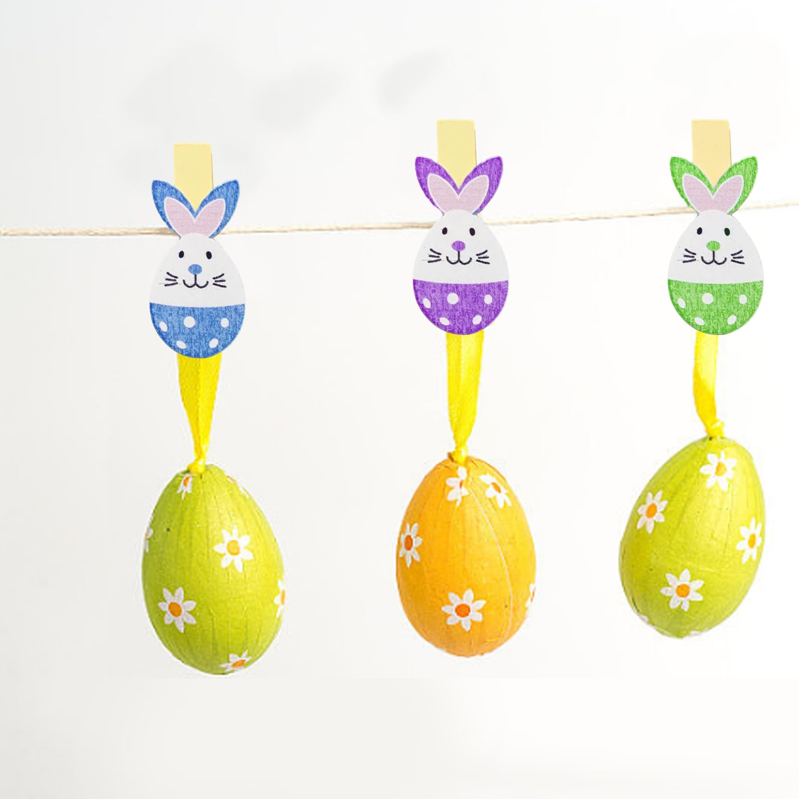 Mollette Di Legno Con Coniglietti Pasquali - 12 Pezzi Per Decorazioni E Foto - Foto 4