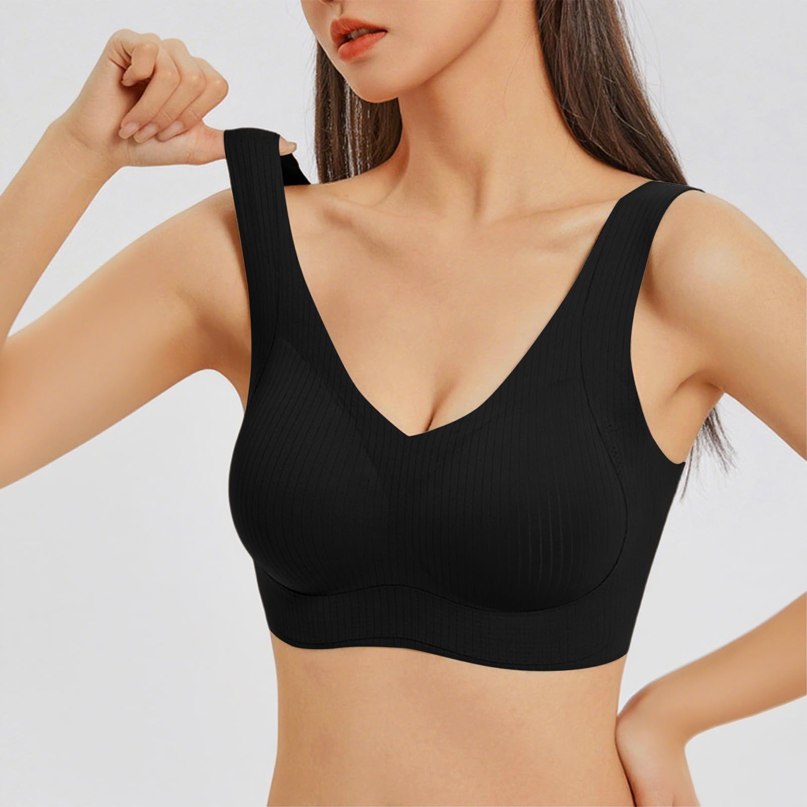 3er Pack Damen BH ohne Bügel Push Up Große Größen Nahtloser Entlastungs-Bustier Breite Träger Bequemer Soft Bralette Anti-Sagging Minimizer Bra Komfortabler Stützhalt für Alltag