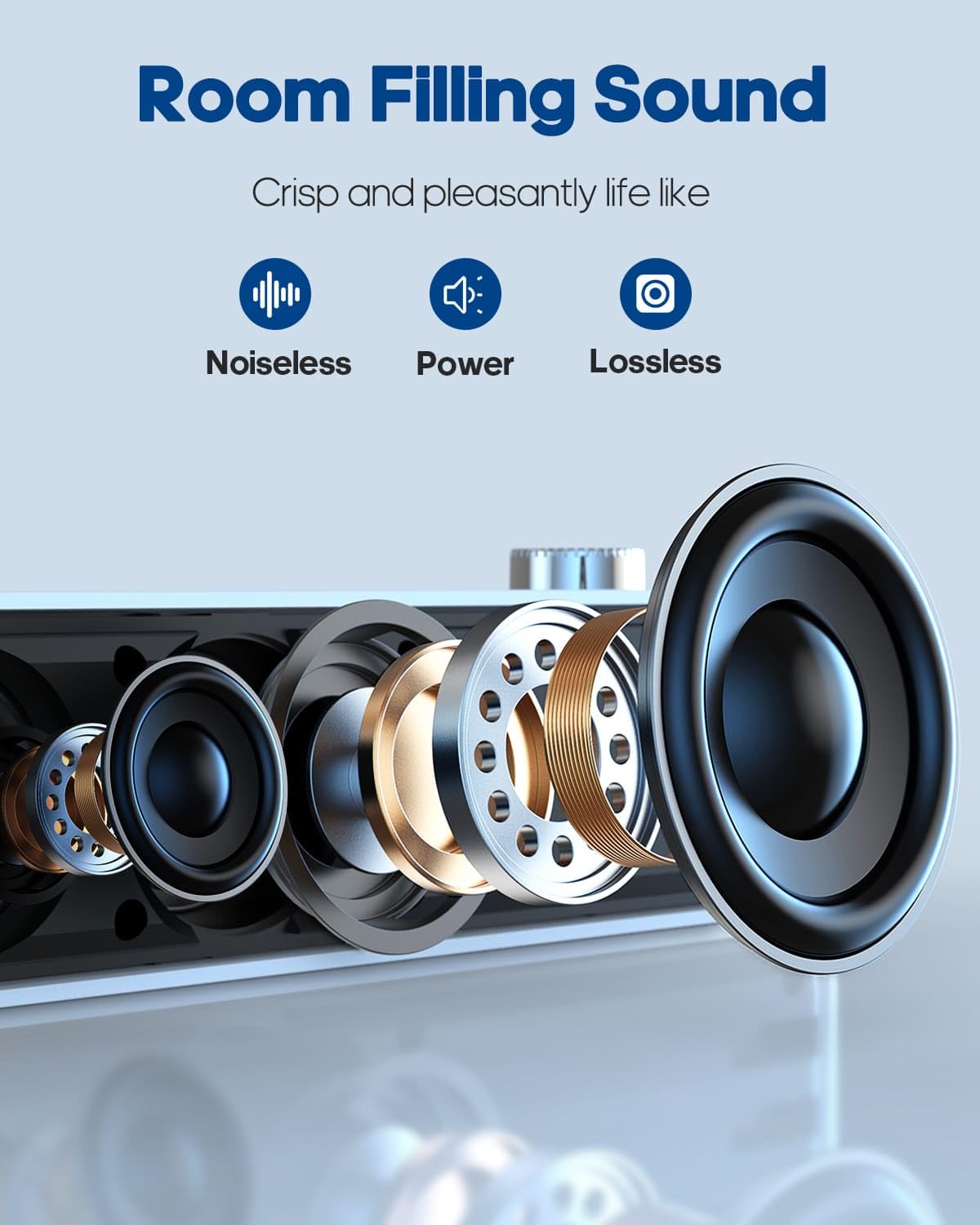 LENRUE Computer Speakers for Desktop PC, Power Clear Sound, Single Buttons, Bluetooth/AUX Connect, AC Adapter Powered for Monitors, PCs, Laptops, Tablets, Phones
