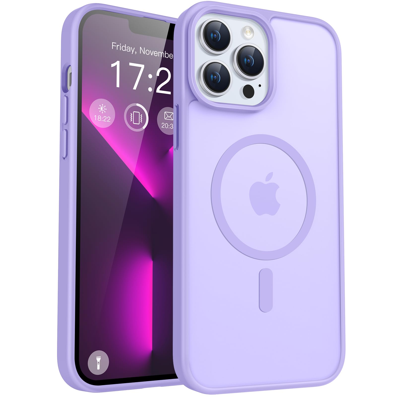 PuyaTeya for iPhone 13 pro Phone Case, Compatible with Magnetic, Military Grade Drop Protection Translucent Matte Shockproof Anti-Scratch/