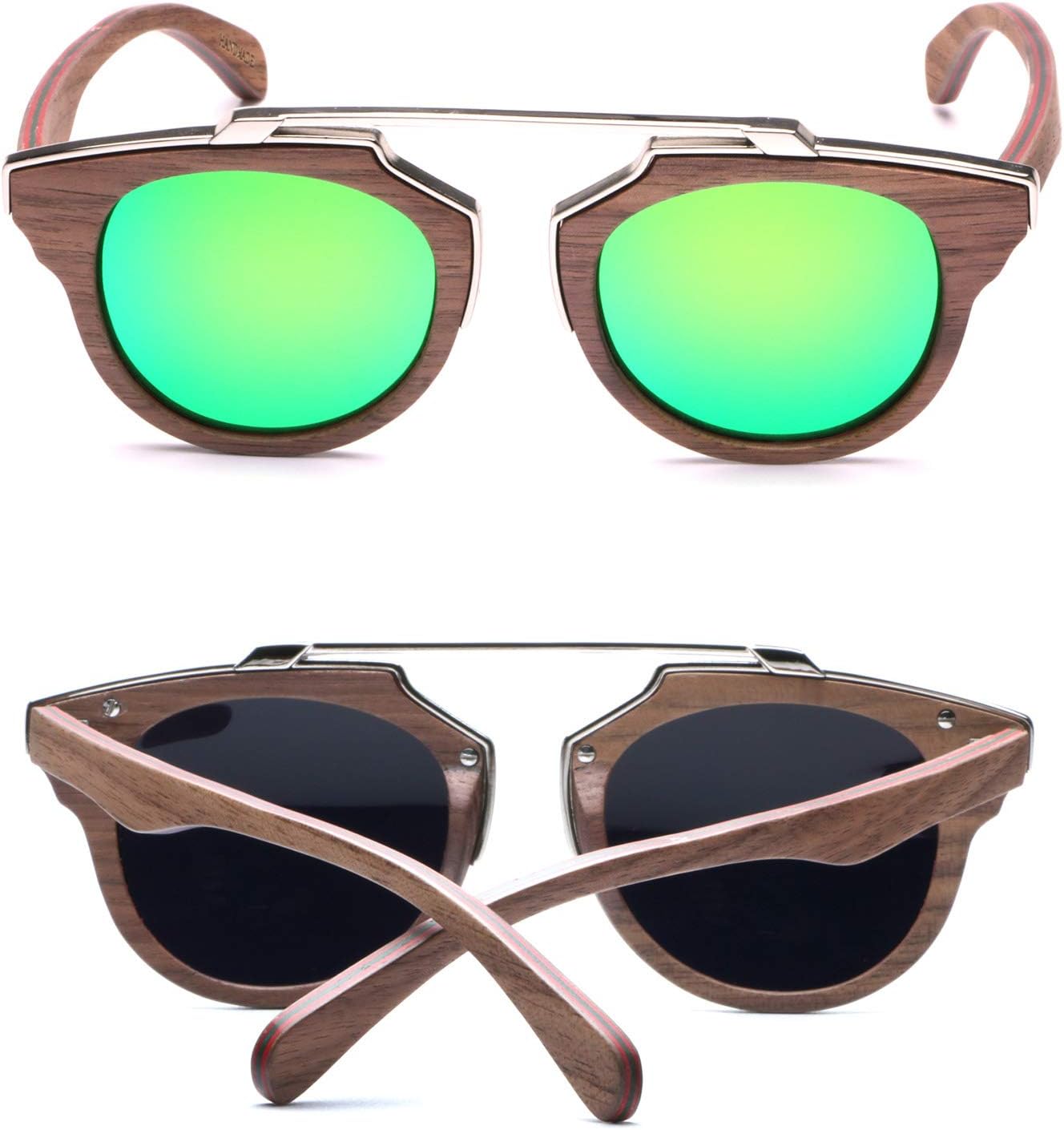 Ablibi Skateboard Wood Sunglasses Polarized Mens Oversize Retro Shades in Original Box