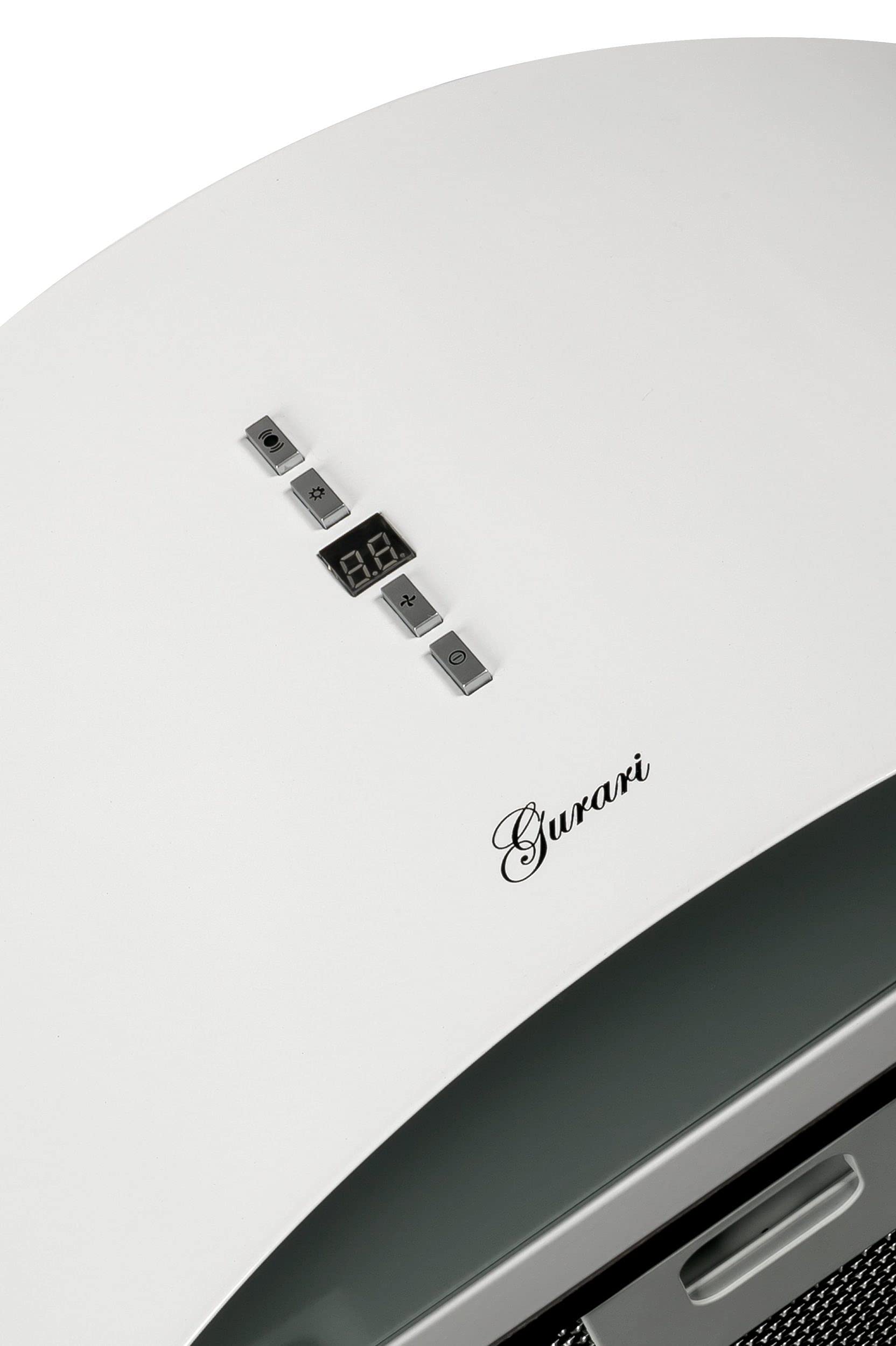 Gurari Okap wyspowy GCH I 237 50 WH, pokrywa 50 cm, 860 m³/h, biały, 3 kroki, oświetlenie LED, timer, filtr węglowy w zestawie