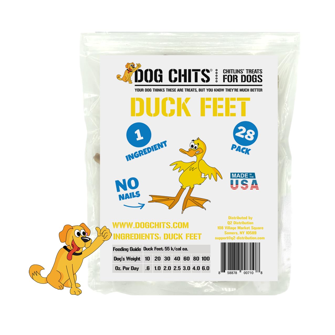 Dog Chits Duck Feet for Dogs - 100% All-Natural, Healthy Duck Treats for Dogs - No Additives or Preservatives - Dehydrated & Digestible - Suitable for