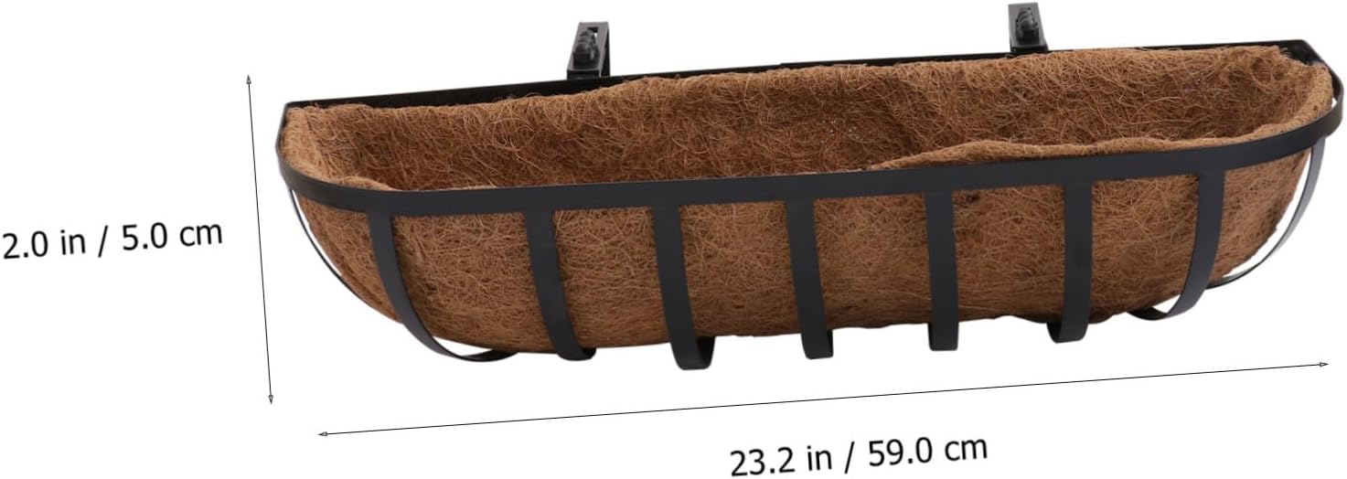 Iron Art Wall-Mounted Flower Basket with 24-inch Coconut Palm Liner, Hanging Planter for Balcony and Indoor Plants, Decorative Sundries Container and Flowerpot Holder